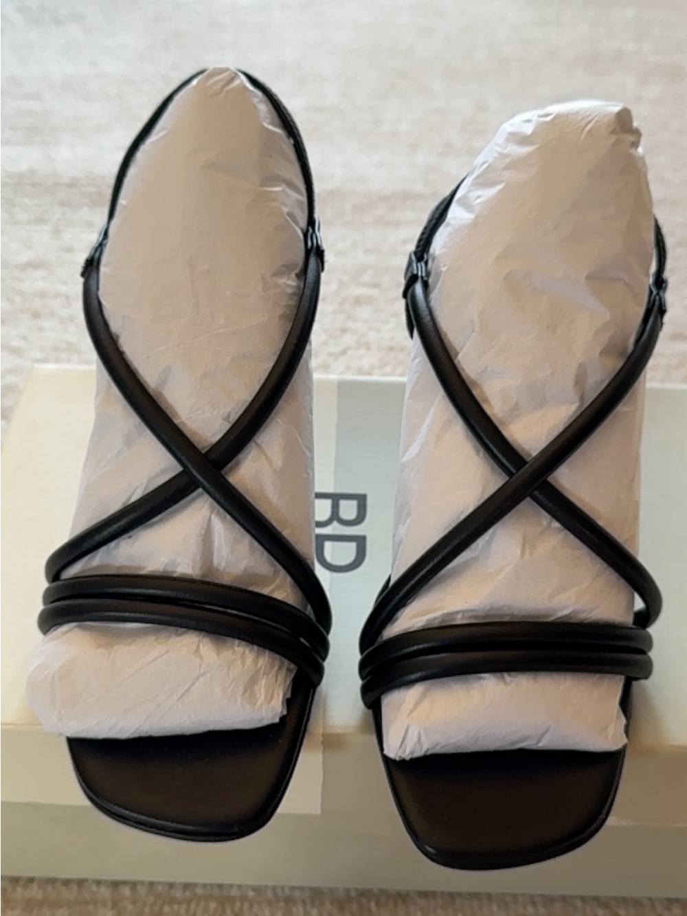 bp Black Strappy Faux Leather Square-Toe Sandals